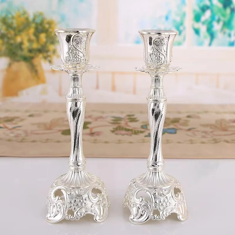 פמוטים לנרות שבת Candle Holder Candlesticks For Candles Gold Silver Europe Metal Candle Stand Wedding Home Decoration
