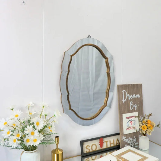 60x40 Elegant Simple Furniture Gold Wood Frame Mirror Modern Light Luxury Home Decor Wall Mounted Art Mirror