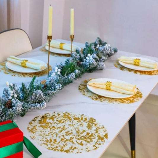 20/50PCS Metallic Foil Placemats 33cm Round Super Thin Disposable Glitter Gold Table Mats For Wedding Birthday Party Home Decor