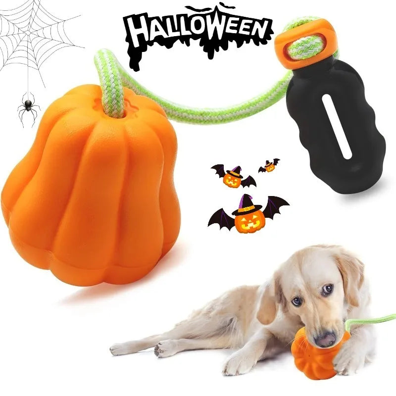 Halloween Dog Pumpkin Fetch Toy Durable Rubber Dog Chew Toy Interactive Hand Toss Dog Toy for Small To Large Pet Indoor Outdoor