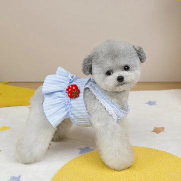 Pet Clothes Pet Clothing Puppy Chest Harness Spring Summer Dog Short Skiirt Wholesale Cat Clothes 25 Strawberry Chest Back