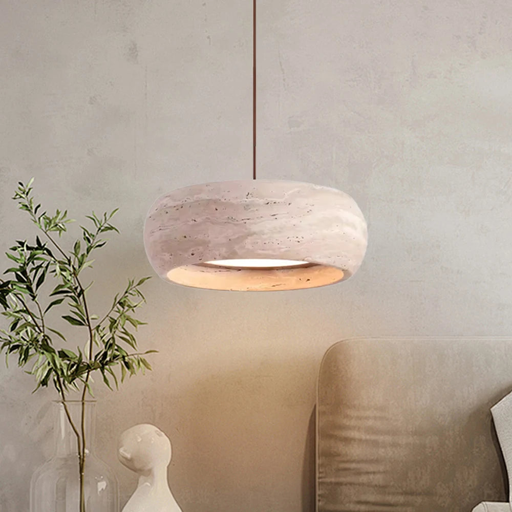 Modern Travertine Pendant Lights Cave Stone LED Pendant Lamp Restaurant Bar Home Chandelier Creative Cream Style Hanging Lamps