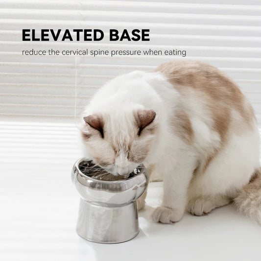 Cat Electroplating Ceramic Bowl Puppy Dogs Food Water Feeders Elevated Raised Pet Drinking Eating Accessories Cats Supplies
