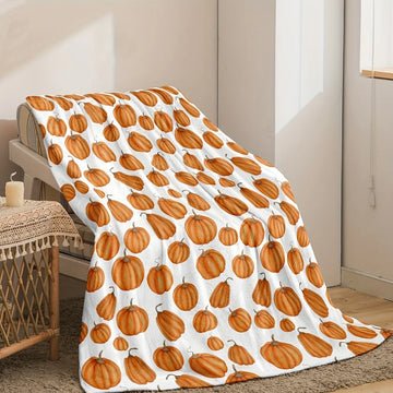 1pc Throw Pumpkin Printed Flannel Blanket for Couch Bed Sofa Comfy Warm blankets for Thanksgiving Christmas Gifts all season