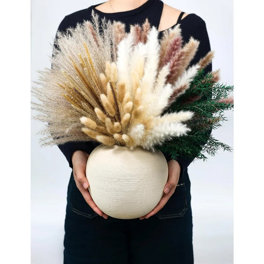 100 PCS Dried Pampas Grass Decor, Melaleuca Bracteata Dried Flowers, Reed Grass Bouquet for Bohemian Floral Home Table Wedding