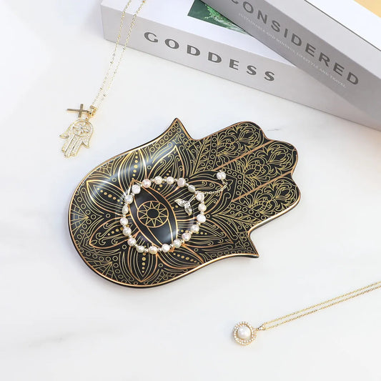 Ceramic Tray Nordic ins Style Porch Black Bergamot Hand Palm Eye Plate Base Jewelry Storage Tray