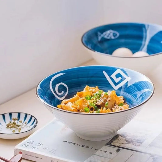 Japanese-style Douli Bowl Ceramic Tableware Big Soup Household Large Ramen Bowls Bucket Hat Trumpet Dinnerware Restaurant