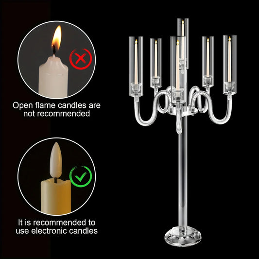 1pc Acrylic 5-arm Candle Holder - Perfect For Wedding Living Room, Dining Table, Wedding Decoration, And Home Decor
