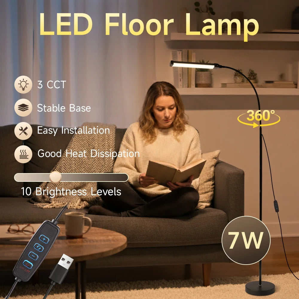 Modern Led Floor Lamp Living Room Dimmable Stand Floor Light Bedroom Led Bedside lamp Reading Lighting For Study Room Decoration