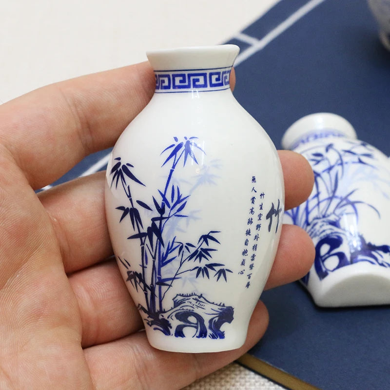 Chinese Style Magnetic Sticker Blue And White Porcelain Ceramic Refrigerator Stick Home Decoration Small Vases Small Flower Vase