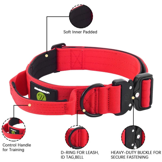 Quick Release Military Traffic Large Heavy Duty Nylon Walking Strong Dog Handle Tactical Training Lead Strap Tsug Neck Collar Se