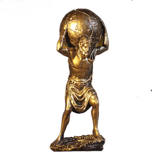 Ancient Greek Statue Titan Atlas Holding Heaven Figurines Living Room Decoration Sculpture Character Resin Mythological Figures
