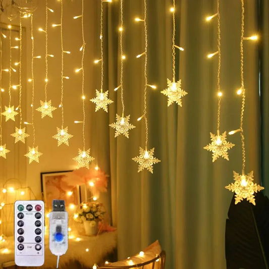 Christmas Snowflake String Lights USB Powered 3.5M/7M for Outdoor Garden Home Xmas Party Decoration 2026