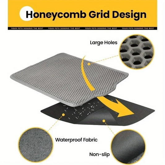 Cat litter mat, garbage collection mat, anti key mat, honeycomb double-layer design, waterproof, anti urine, anti slip