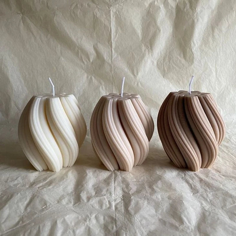Geometric Wave Aromatherapy Candle Silicone Mold Twisted Spiral Abstract Craft Plaster Resin Mould Candle Making Supplies