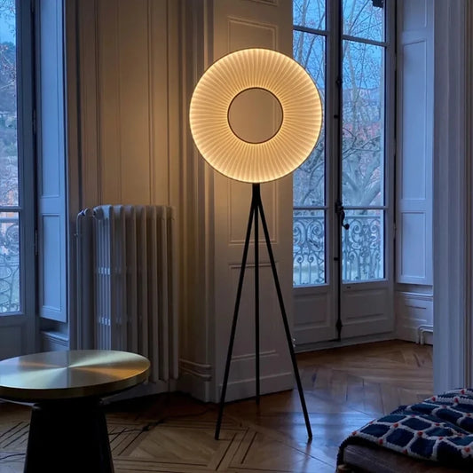Nordic Minimalist Art Creative Fabric Pleated Disc LED Floor Lamp Sofa Corner Living Room Decoration Bedroom Bedside