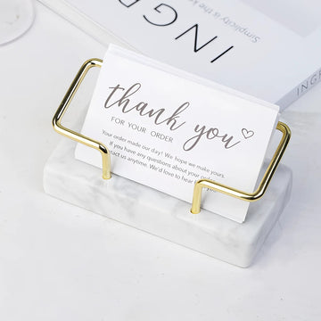 Creative marble business card holder, metal business card storage holder, high-end home and office vertical ornament