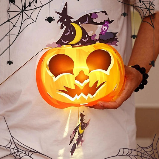 Pumpkin Lantern Halloween Decoration Children Diy Material Kit Hanging Paper Honeycomb Lantern Festival Atmosphere Handcrafts