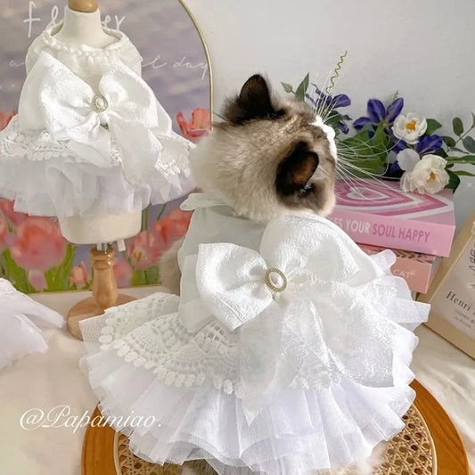 2025 Luxury Princess Cat Wedding Dress Ttu Dog Skirt  for Small Dogs Pet Clothing Costume Puppy Supplies