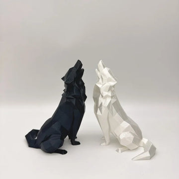 1 Piece 3D Printed Plastic Sculpture, Modern Abstract Geometric Wolf Statue, Suitable for Home Entrance Living Room Office Deskt