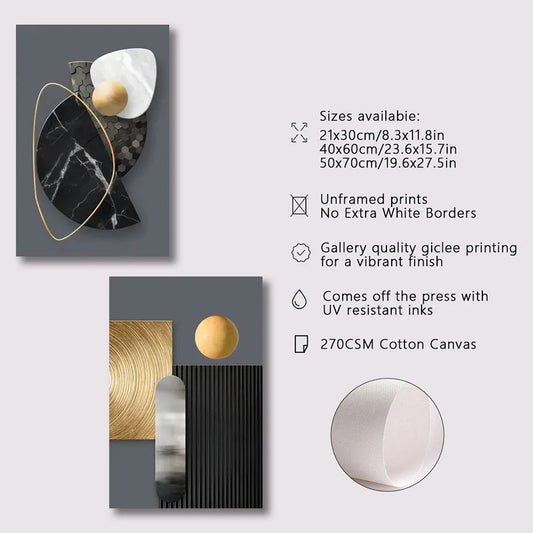 3pcs Canvas Poster Abstract Geometry Art Beautiful Marble Art Simple Design Decoration Gift for Friend Living Room Bedroom Decor