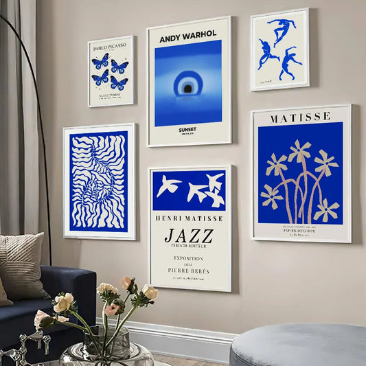 Blue Bauhaus Matisse Andy Warhol Butterfly Botanical Wall Art Canvas Painting Posters And Prints Pictures For Living Room Decor