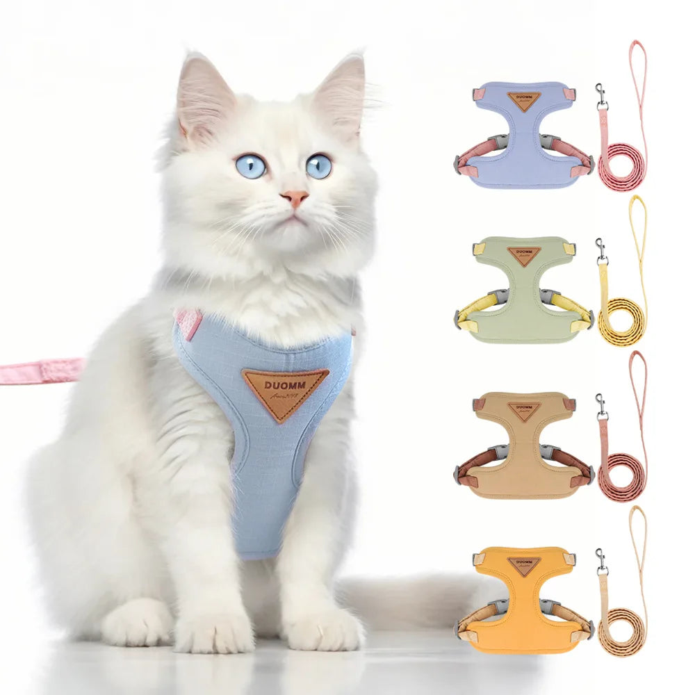 Escape Proof Cat Harness with Leash Adjustable Soft Vest Pet Walking Set for Outdoor Kitty Safety No Pull Comfort Design