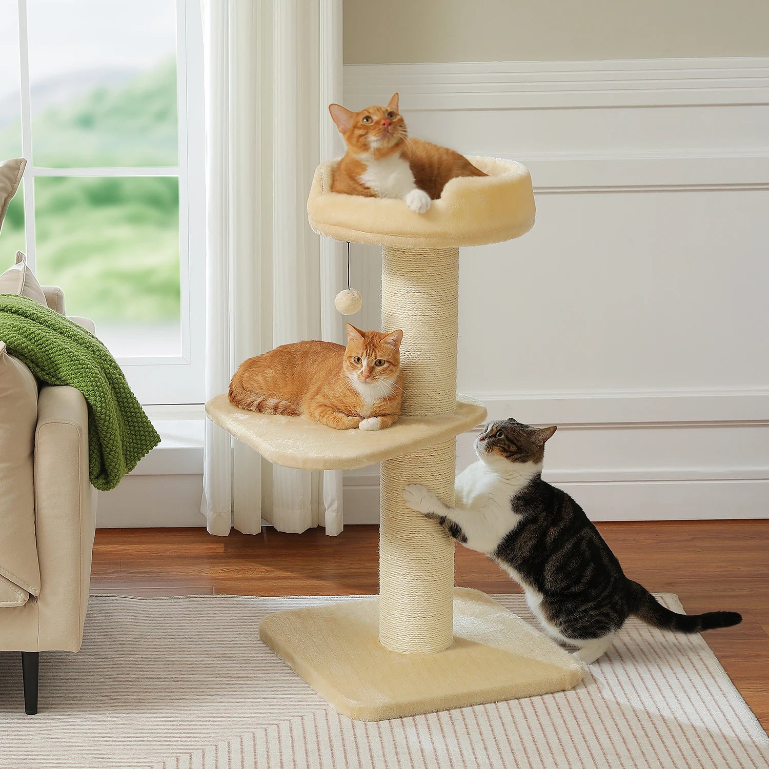 Cat Tree Cat Tower with Super Thick Scratching Post Cat Scratching Post for Large Cats Flower Cat Bed Tall Cat Scratcher Indoor