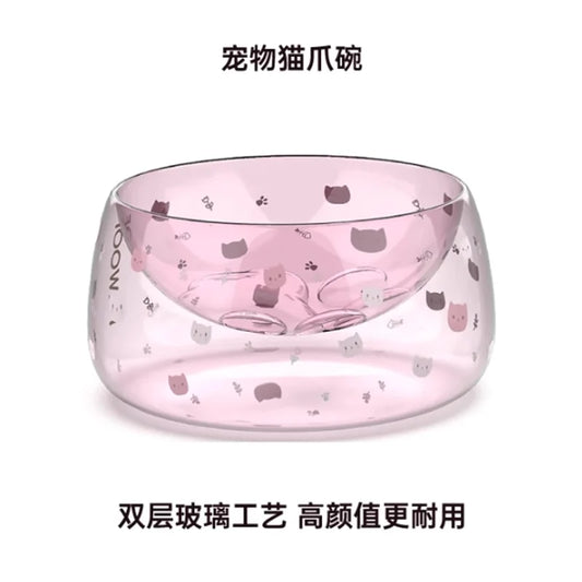 Cherry Blossom Glass Pet Bowl Anti-knock Cat Bowl Cats Feeder Schnauzer Poodle Yorkshire Terrier Small Dog Bowl Pet Supplies