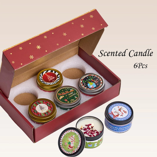 Christmas Atmosphere Aromath Set Gift DIY Smokeless Plant Based Soy Wax Tin Box Home Bedroom Xmas Party Scented Candles Decor
