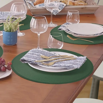 1/6/10PCS Christmas Green Round Placemats Table Mat Tableware Pad PU Leather Heat Insulation Non-Slip Place Mat Bowl Coaster