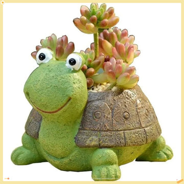Cute Turtle Planter for Succulents, Small Resin Pot for Home Office Desk Decoration