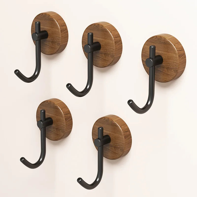 4/1pcs Wall Wood Hook Self-adhesive Walnut Hanging Hanger Bathroom Wall Hook Coat Storage Rack Home Towel Key Decor Kitchen Hook