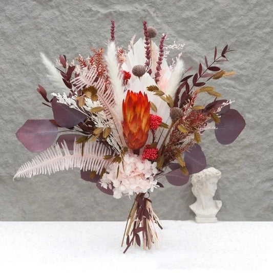 Unique Mixed Dried Flower Arrangement for Living Room, Artificial Pampas Grass Bouquet, Home Decoration Accessory