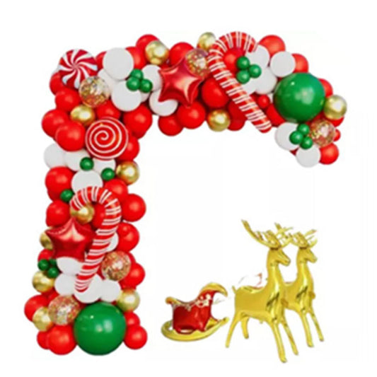Xmas Balloon Garland Arch Kit Metallic Gold Green Red White Xmas Balloons Decorations for New Year Xmas Reindeer Balloons