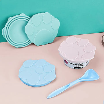 3 In 1 Reusable Silicone Dog Cat Canned Lid Food Sealer Spoon Pet Food Cover Storage Fresh-keeping Lids Bowl Dog Accessories
