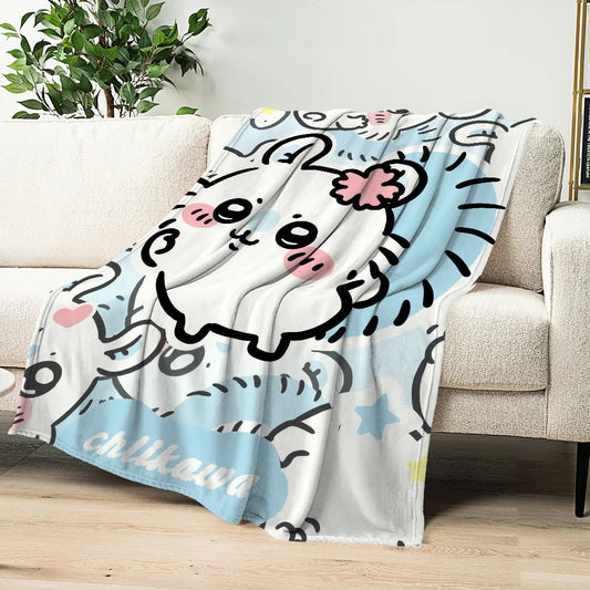 Cute Momonga C-Chiikawa Cartoon Blanket Plush Nap Sofa rug for Living Room Warm Office Bedroom Birthday Home Travel Kid Gifts
