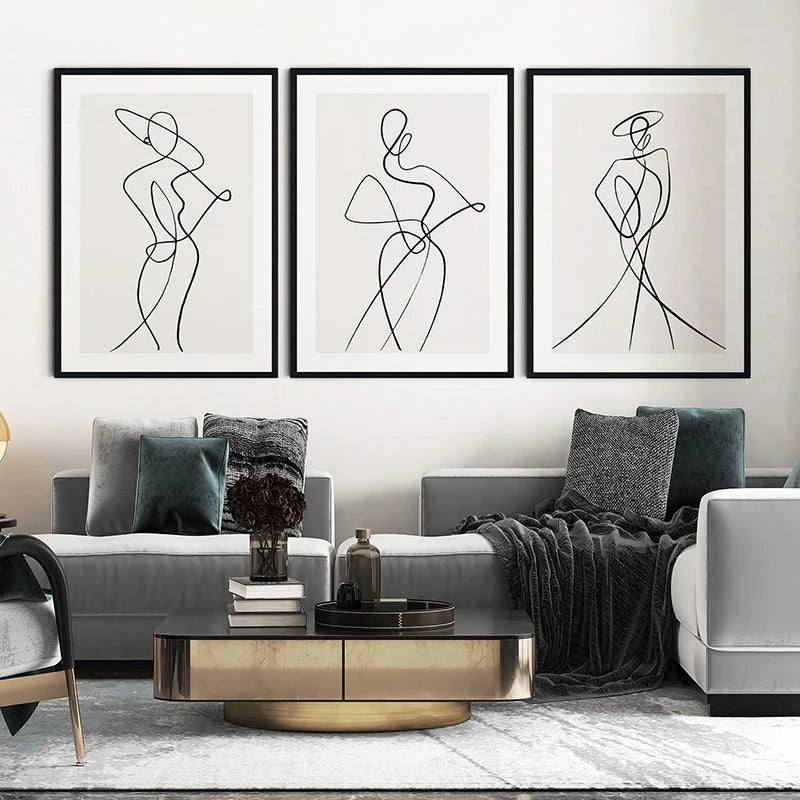 Minimalist Line Wall Art Picture Aesthetic Room Decor Posters and Prints Canvas Painting Home Decoration Accessories One Piece