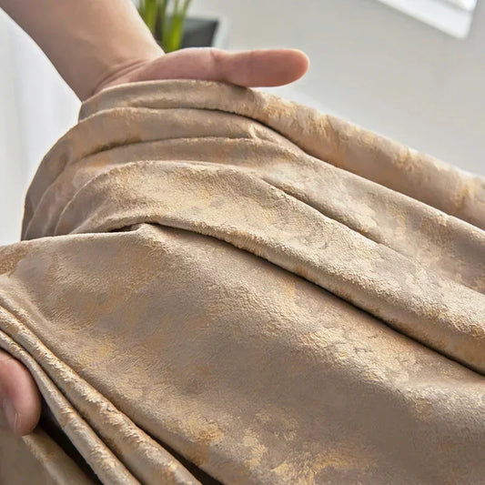 European American Luxury Gilded Coffee Velvet Curtains for Living Room Bedroom Thick Textured High-end Blackout Window Custom