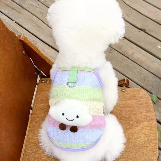 Suspenders Dog Vest Rainbow Striped Clouds Summer Dog Clothes Thin Cooling T Shirt Chihuahua Bichon Puppy Clothing Cat Vests