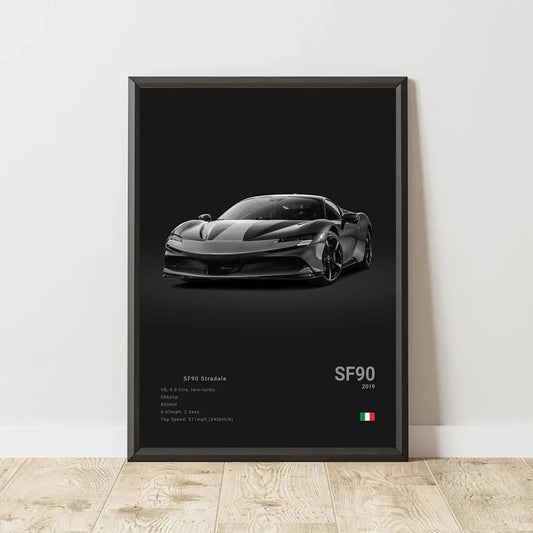 SF90 812C Canvas Wall Art Print Poster F50 F40 F80 Sports Car Decoration Painting Modern Home Decoration Painting Car Lover Gift
