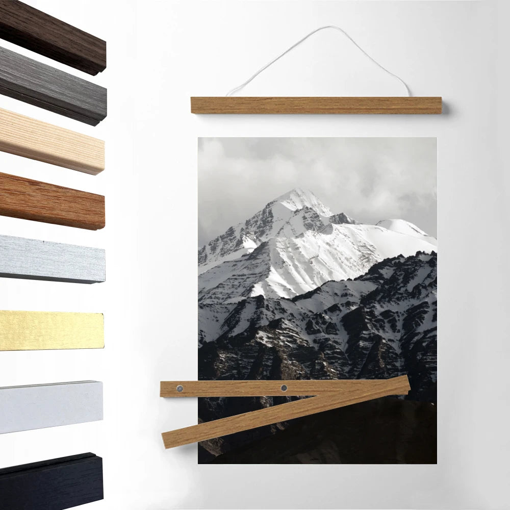 40x50 50x70 60x90 Gold Silver Magnetic Poster Hanger Golden Black Walnut Wood Painting Photo Frame Canvas Scroll Wall Magnet