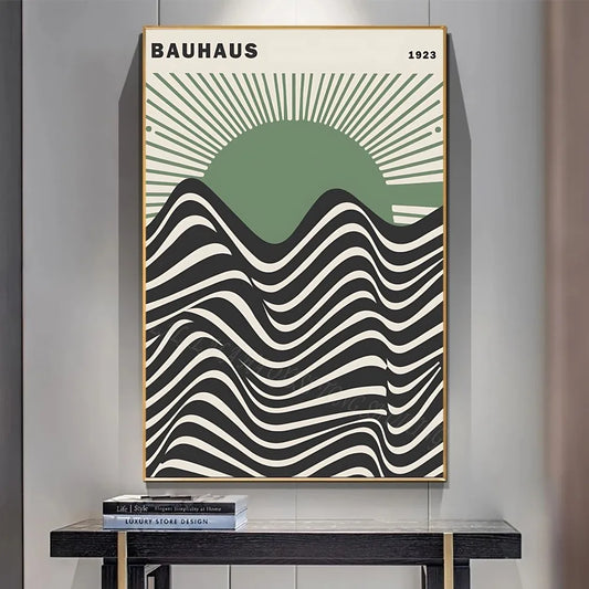 Bauhaus Green Color Block Lines Modern Minimalist Wall Artupscayl Poster Home Living Room Bedroom Bar Cafe Art Decor