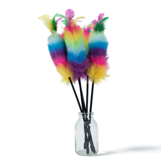Colorful Feather Teaser Wand, Funny Cat Toy Teaser Stick, Interactive Cat Toys for Play and Exercise