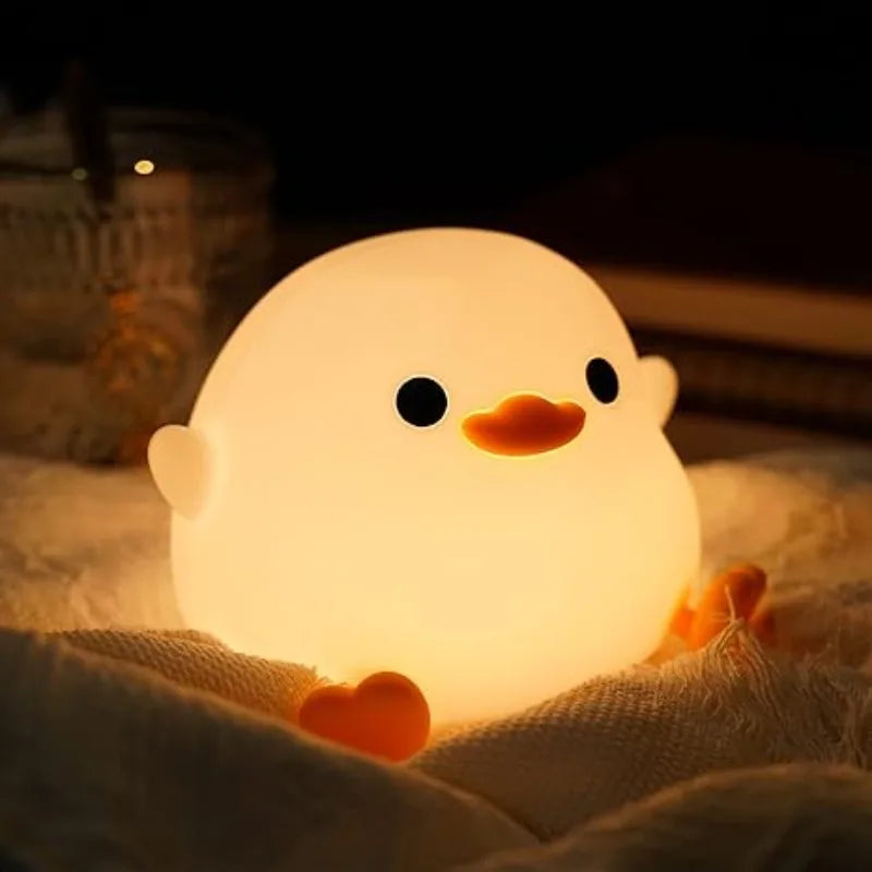Duoduo Duck Night Light Cute Duck Shaped Light Silicone Dimmable Night Light Rechargeable LED Bedroom Bedlight