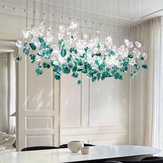 Nordic Green Stone Glass Led Pendant Lights For Dining Room Chandeliers Lighting Lustre Home Living Loft Hanging Lamp Luminaire