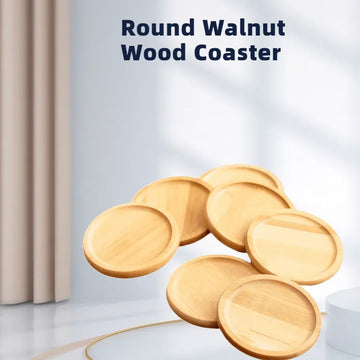 Durable Round Walnut Wood Coaster Mug Coffee Cup Pad Heat Resistant Beech Wood Coaster Stand Table Tableware Decor