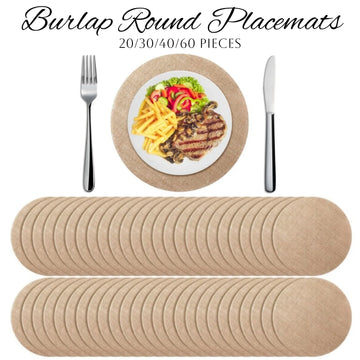 20-60 Pieces Burlap Round Placemats Heat Resistant Jute Table Mat Circle Rustic Table Decoration Wedding Dinner Farmhouse Supply