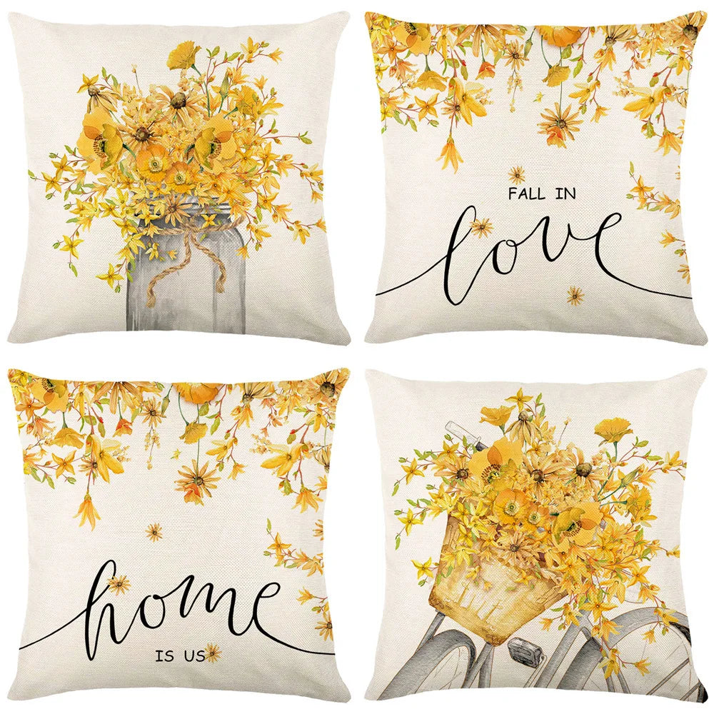 Flowering plants throw pillow covers with digital printing of short plush fabric Car-shaped sofa cushion for office Home decor
