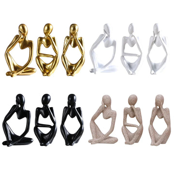 3pcs Abstract Character Sculptures Desktop Ornaments Resin Miniature Figurines Christmas Gifts Home Decor for Office Study Shelf